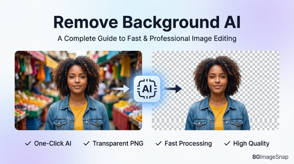 Remove background AI with BGImageSnap for transparent PNG images