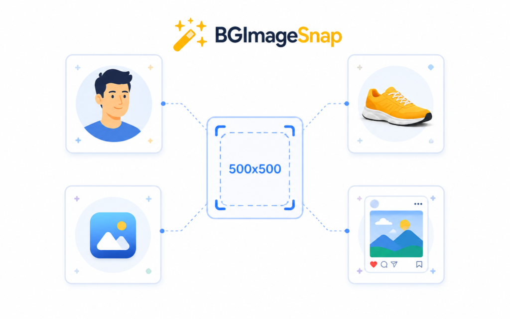 Resize image to 500x500 using BGImageSnap online image resizer
