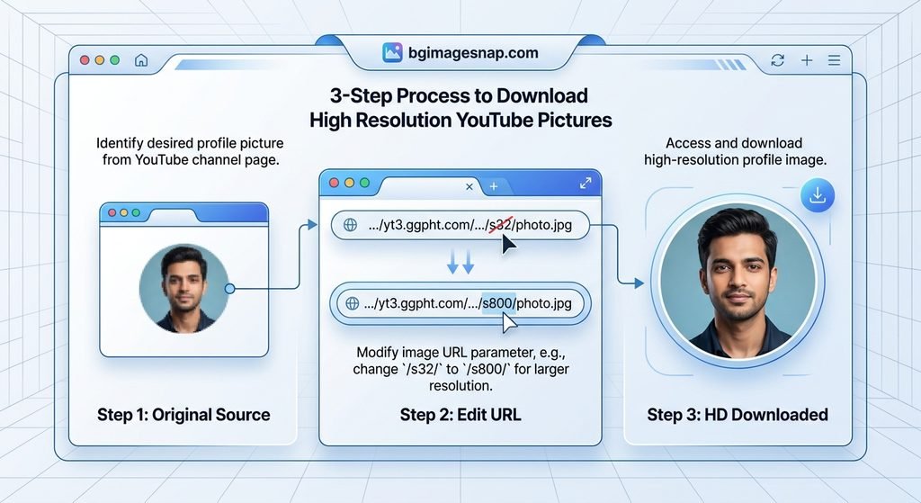 Step-by-step comparison using a YouTube PFP Downloader to extract HD avatar images