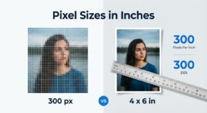 pixel sizes in inches conversion guide showing pixels PPI and inches
