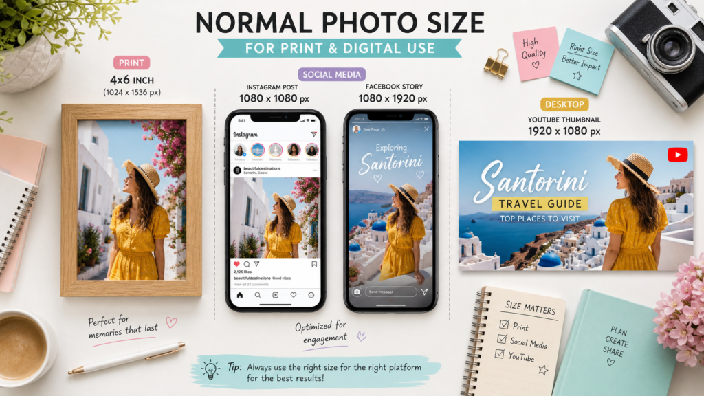 Examples of normal photo size formats used in digital and print photography