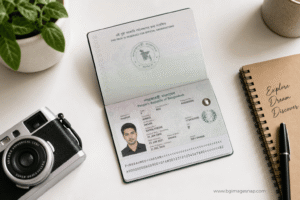 Clear photograph of a passport bio page showing photo and personal data fields