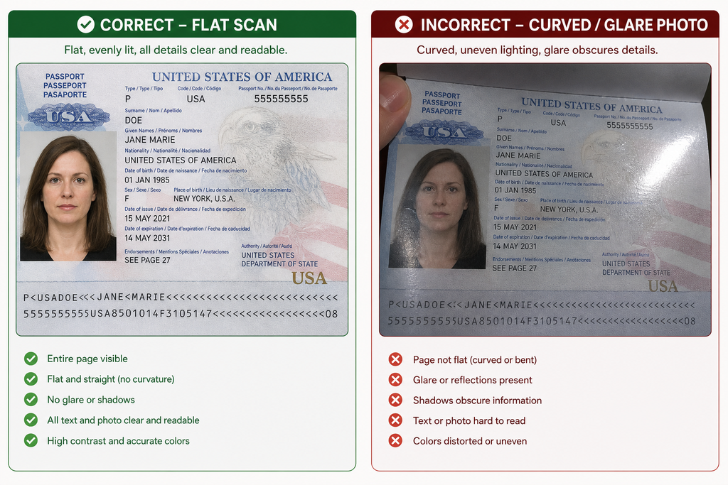 How to scan a passport bio page using a smartphone for digital submissions
