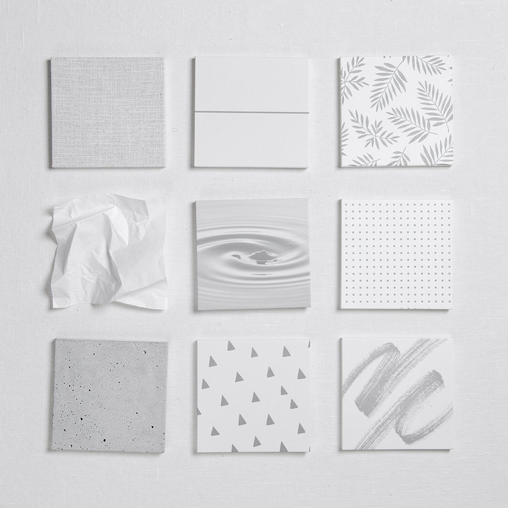 9 minimalist wallpaper with white background samples including texture, line, and nature patterns