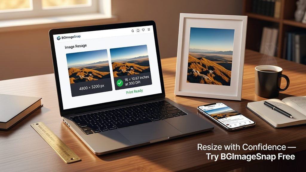 Use BGImageSnap to convert pixel to inches and resize images for perfect print quality