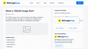 150x30 image size comparison showing dimensions in pixels with examples of banners, buttons, and logos