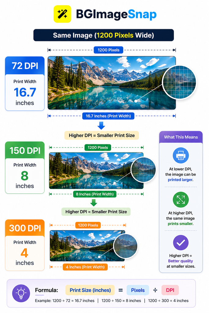 What Is DPI in Images? showing a printed photo next to its digital file with DPI setting visible

