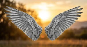 Wing PNG showing a transparent angel wing overlay on a colorful background with clean edges and no white border