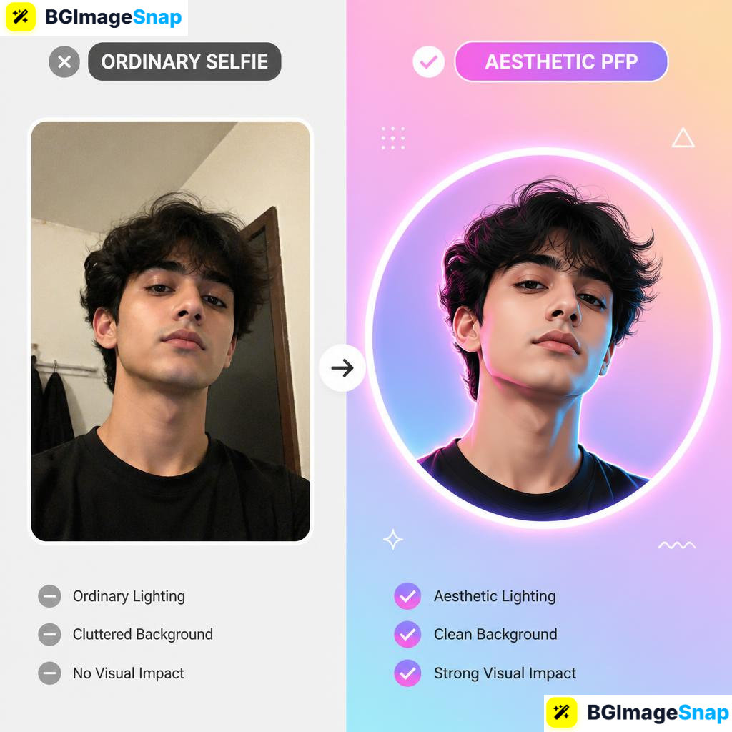 Transforming a selfie into an aesthetic PFP with background replacement