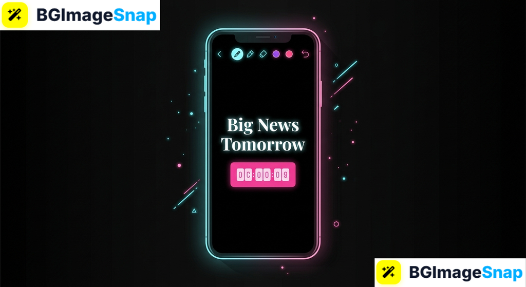 Black Story for Instagram with glowing white text and countdown sticker