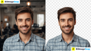 Demonstration of the bg remover canva tool isolating a subject onto a transparent background