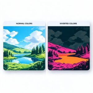 Color inverter tool showing side-by-side comparison of original photo and inverted color version