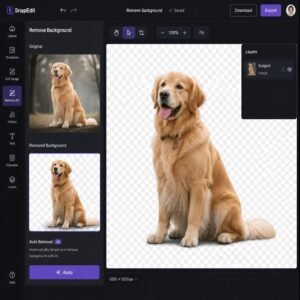 Demonstration of a bg remover Adobe tool creating a transparent PNG image