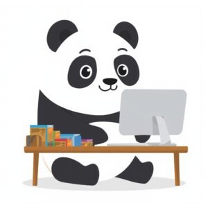 TinyPNG Image Compressor: How to Compress Images Without Losing Quality — panda mascot compressing digital images on a computer