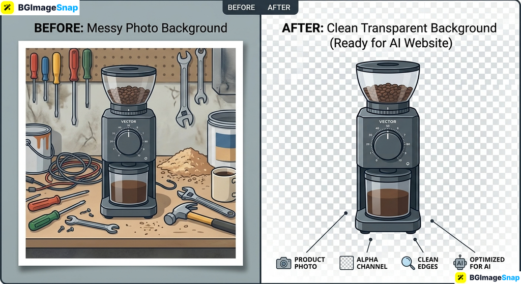 Optimizing a product photo with a background remover for an Ai Website