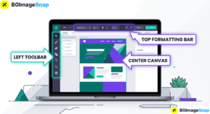 Canva tutorial showing the main workspace layout for beginners