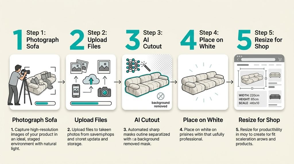 Steps to remove the background from a cloud couch photo